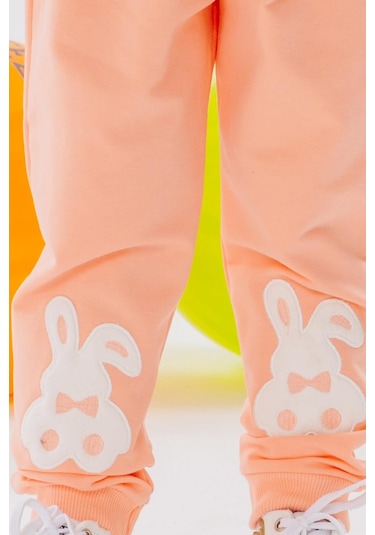 Breeze Kız Çocuk Eşofman Altı Tavşancık Nakışlı 1-4 Yaş, Somon-somon Somon
