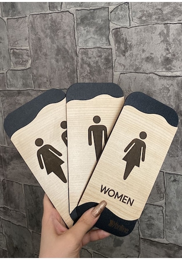 Meşe Serisi Kadın WC Erkek WC ve Genel WC 3'lü Natural Yönlendirm