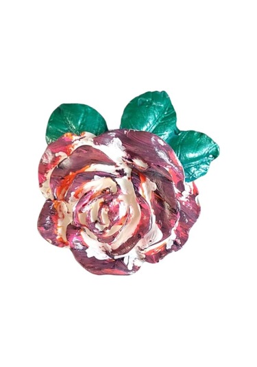 Uretti - Ayşe 7362 5735 El Yapımı Minik 2'li Mavi - Bordo Renk Gül Magnet - 6 X 7 Cm