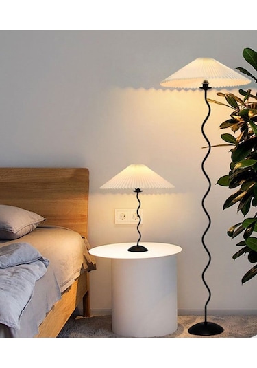 Modern Tasarım Zigzag Umbrella Abajur Masa Lambası Siyah Siyah