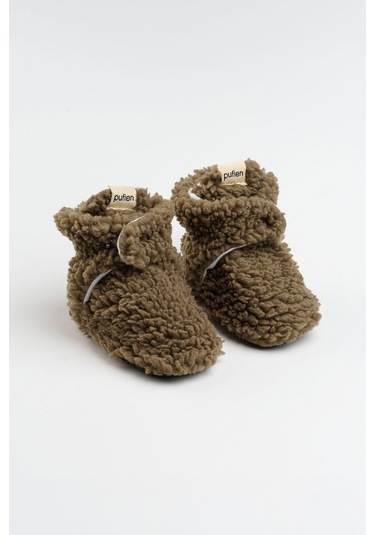 Organik Pamuk Astarlı, Bebek İlk Adım Ayakkabısı, Kaydırmaz Taban, Bebek Pandufu, Bej Patik Haki