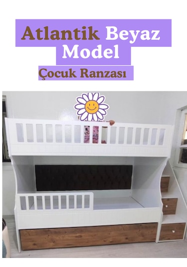 Atlantik Beyaz Model Çocuk Ranzası
