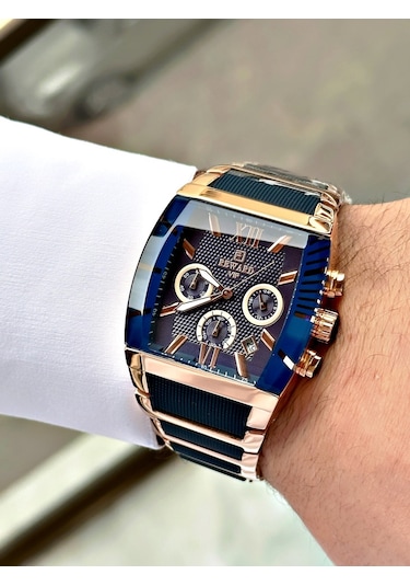 Reward Lacivert Renk Fonksiyonlar Aktif Silikon Metal Kordon Erkek Kol Saati + Bileklik Hediyeli Nda130