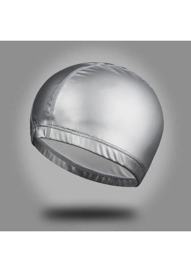 Gümüş Su Geçirmez Pu Yüzme Kap Kulak Kapağını Koruyun Spor Dalış Şapkası Ekstra Büyük Erkek Kadın Gümüş