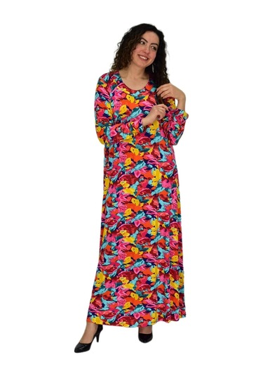 Kadın Uzun Kol Likralı Viskon Elbise Bgl-st04673 Kırmızı