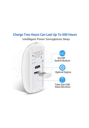Type-C Adaptörlü 2.4G Kablosuz Optik Şarj Edilebilir Alüminyum Alaşımlı Mouse