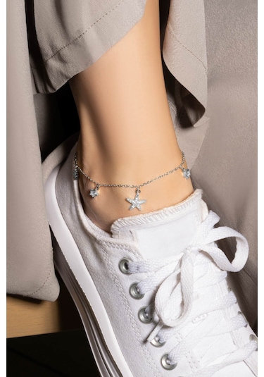 Deniz Yıldızı 18 Ayar Beyaz Altın Kaplama 24 Cm Gümüş Hal Hall Altın Kaplama