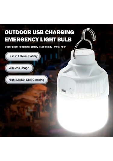 Açık Usb Şarj Edilebilir Led Lamba Ampul Yüksek Parlaklık Acil Beyaz