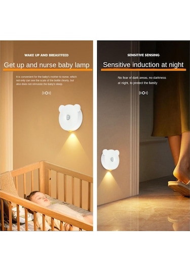 Soğuk Beyaz Led İnsan Algılama Gece Lambası Pır Hareket Sensörü Duvar Lambası Usb Şarj Edilebilir Dolap Koridor Merdiven Mutfak Işık Soğuk Beyaz