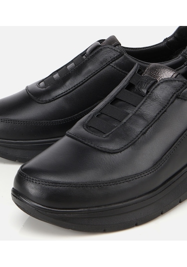 Hotiç Kadın Deri Siyah Lastik Detaylı Dolgu Topuklu Günlük Loafer 01ayh314480a100 01ayh314480a100 Siyah