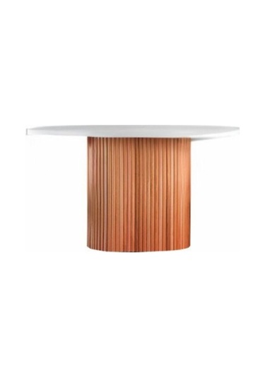 Luna Oval Natural Ahşap Bohem Masa 80x150 Naturel - Beyaz