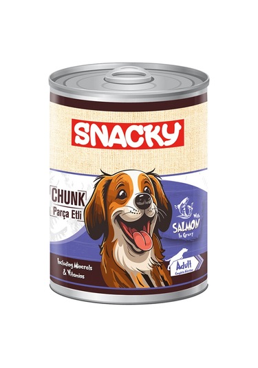 Snacky Parça Etli Somonlu Yetişkin Köpek Konserve 400 Gr