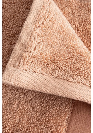 Ecocotton Pure Cotton Kahverengi Bez Bordürlü %100 Organik Pamuk 2'li Yüz Havlusu Seti - 50 90 Cm Kahverengi