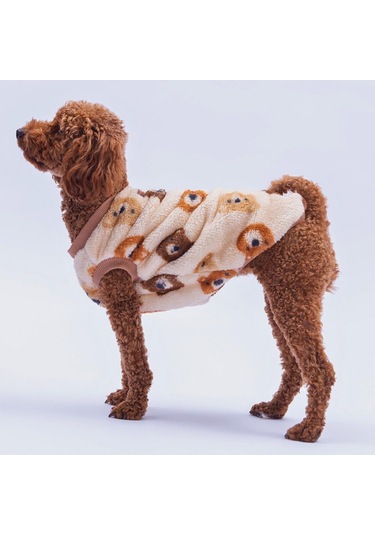 Bubu Cozy Peluş Sweat Ayı Desenli Kedi Köpek Sweati Kedi Köpek Kıyafeti Köpek Peluş Kolsuz Sweat Sıcak Tutan Süveter