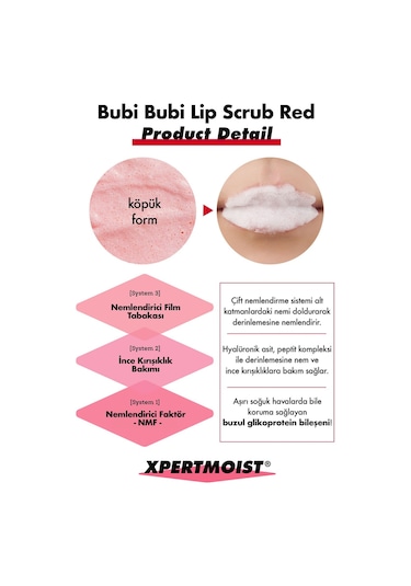 Unpa Ölü Derileri Arındıran Köpüren Dudak Peelingi UNPA Bubi Bubi Lip Scrub Red