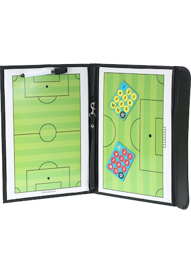 Xindoker Futbol Strateji Tahtası Siyah Deri 31.5x23.5cm Takım Taktik Planlama Aracı