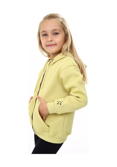 Toontoy Kız Çocuk Nakışlı Hırka Açık Yeşil