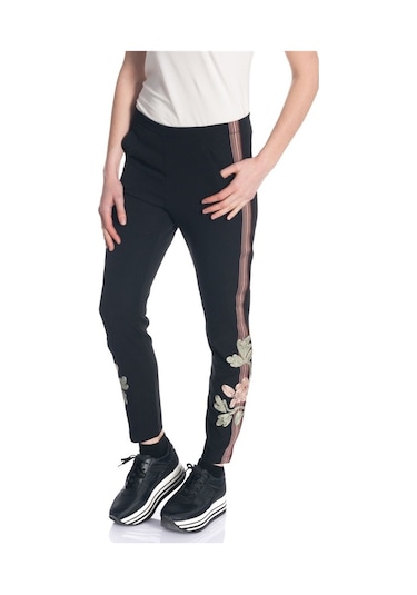 Bulalgiy Kadın Siyah Nakış Işlemeli Pantolon - Bga038534