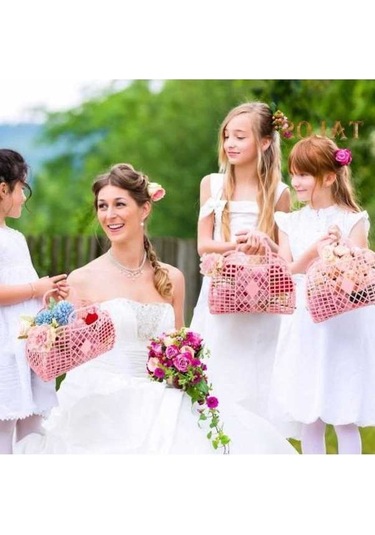 Novahub Sıcak Pembe Banyo Sepeti Seti, 2 Adet, Organizatör, Ev Gereçleri, Pratik Depolama Pembe