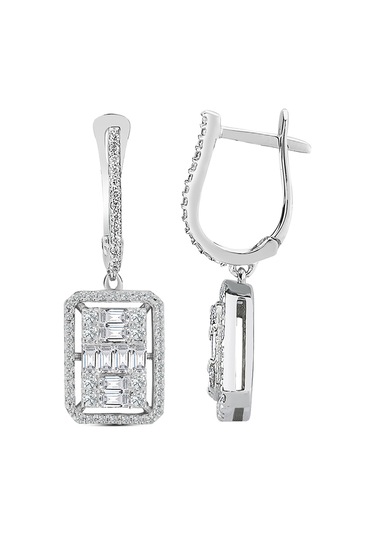 Modern Tasarım 1.22 Ct Baget Kare Tektaş  Küpe