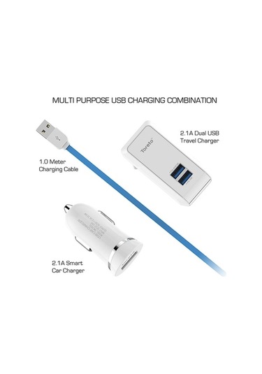 3ın1 Araç Şarjı + Duvar Şarjı + İphone Uyumlu Şarj Kablosu An-7278 Nt