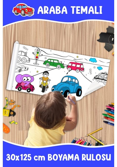 Melolisa Küçük Taşıtlar Temalı Boyama Rulosu 30x125 Cm