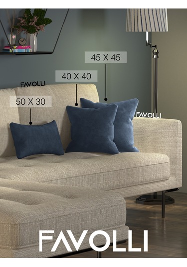 Kadife Dokulu Koyu Mavi Renk Kırlent Kılıfı Dream Serisi Punch İçin Uygun Gizli Fermuar Koyu Mavi