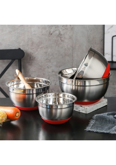 Reedark Paslanmaz Çelik Kaymaz Tabanlı Çok Amaçlı Mutfak Kasesi - 1.5l/2.5l/4.5l Gümüş