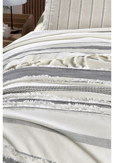 Sarev Reyna Siyah Çift Kişilik %100 Pamuk Yatak Örtüsü Siyah