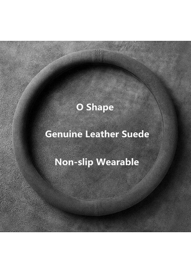 Novahub Kırmızı İnek Derisi Direksiyon Kapakları, 37-38cm, Süet Kılıf, Nefes Alabilir, D Shape, Araba Aksesuarları Kırmızı