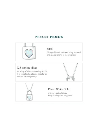 Bamoer 925 Ayar Gümüş Kalp Kilit Kolye Kolye Beyaz Kabuk Aşk Boyun Zinciri Kadınlar İçin Sevgililer Günü Güzel Takı Hediye Beyaz