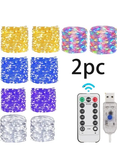 Gateesat 2li Usb Kontrollü 8 Mod 100 Led Gümüş Işık Şeridi Seti İç Ve Dış Mekan