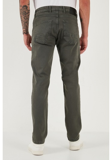 Buratti Pamuklu Comfort Fit Normal Bel Boru Paça Jeans Erkek Kot Pantolon 4412C19Texas Haki