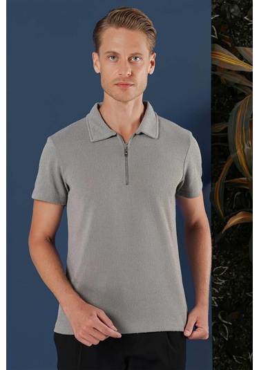 Ts 871 Slim Fit Gri Spor T-shirt Gri