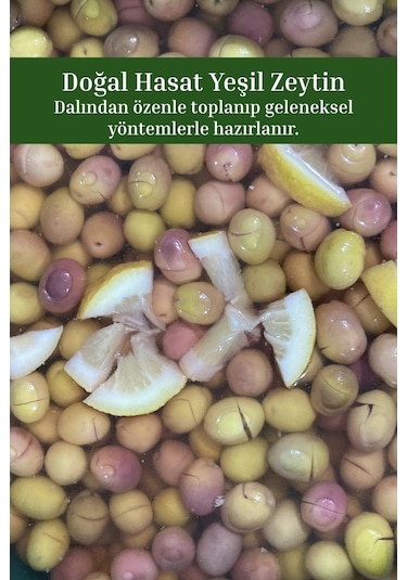 1 Kg Yeşil Kırma Zeytin Edremit - 1 Numara