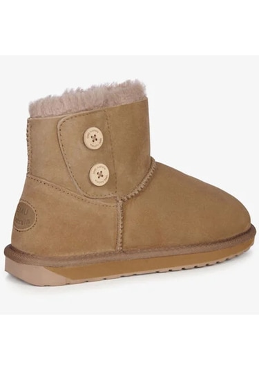 Emu Australia Leather Piction Boot Kadın Koyun Derisi Koyun Kürkü Bot Bej Camel