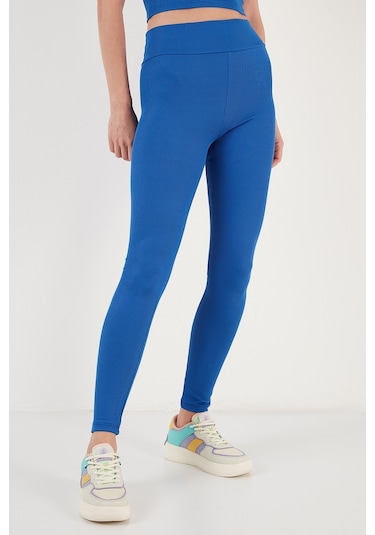 Lela Esnek Slim Fit Toparlayıcı Yüksek Bel Bayan Tayt 5865552 Saks