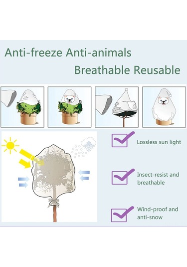 Lemestar Bahçe Bitkileri Kış Koruma Çantası, Islaklık Ve Donlardan Koruma, Nitelikli Dokuma, Kolay Sabitleme İpi, 1030x900mm, Kar Tanesi Deseni