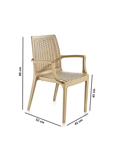 Omnipazar Sy-2524 Örgü Desenli Rattan Bahçe Koltuk Sandalye 4'lü Set Bej Bej