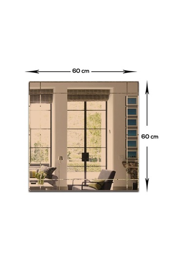 Ayna | Bronz Ayna | Dikdörtgen Kanallı - Kare Ayna | 60Cm X 60Cm Bronz