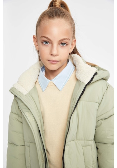 Defacto Kız Çocuk Su İtici Kapüşonlu Uzun Kaban A0891A823AUKH271 Haki Defacto Kız Çocuk Su İtici Kapüşonlu Uzun Kaban A0891A823AUKH271 Haki