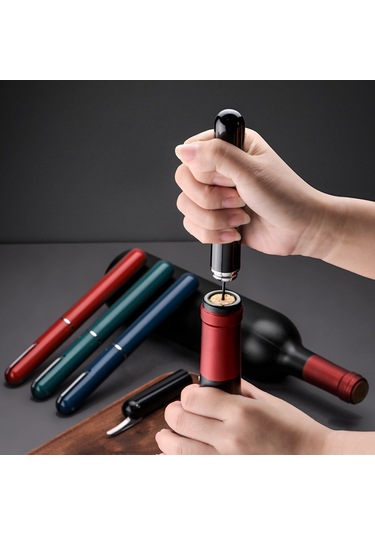 Wezone Şarap Açma Kolaylığı: Basınçlı 2 Si 1 Arada Şarap Açacağı Ve Folyo Kesici, Pratik Ve Taşınabilir Tasarım Siyah