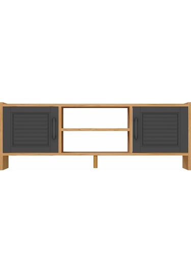 Molde Retro Tv Sehpası Mdf Membran Kapaklı Raflı Tv Ünitesi Televizyon Sehpası Atlantik Çam - Antrasit