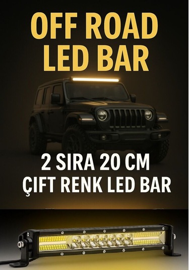 Off Road 2 Sıra Çift Renk Turuncu Beyaz 20 Cm Led Bar