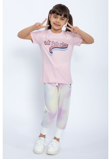 Us Polo Assn Pamuklu Kısa Kol Kız Çocuk Pijama Takımı (535994603) Pembe