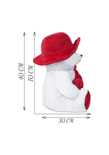 Özgüner 70 Cm Şapkalı Ve Kalpli Peluş Ayıcık