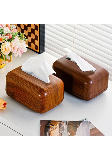 Tongdashop Koyu Ceviz Renkli, Modern Minimalist Dikdörtgen Mendillik, Masalar İçin Dekoratif Ahşap Saklama Kutusu Koyu Ceviz