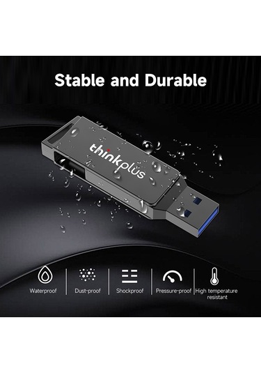 Springsun 联想thinkplus Mu251 32gb Usb3.0+type-c Çift Portlu Metal Usb Bellek, 360 Döner, Darbe Ve Kırılma Dayanıklı, Plug & Play