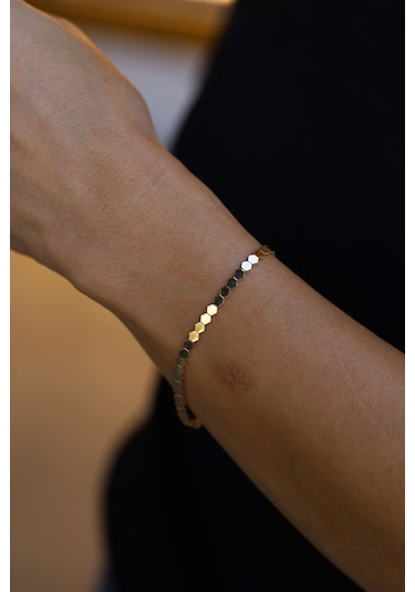 Yenigün Kuyumculuk 14 Ayar Altın Petek Sıralı Bileklik Blk26273 Sarı Altın