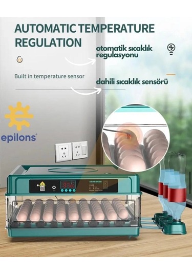 130 Yumurtalık Tam Otomatik Kuluçka Makinesi Extra Yedek Motorlu Akü Kablolu Silindir Viyollü Profesyonel